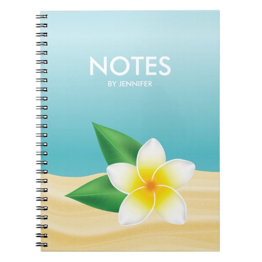 Witte Frangipani-ventilator met titel Notitieboek (Voorkant)