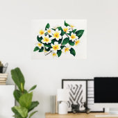 Witte Frangipani Waterverf Bloem Poster (Thuiskantoor)