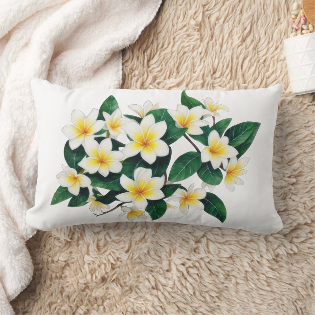 Witte Frangipani Waterverf Bloemen Kussen (Deken)