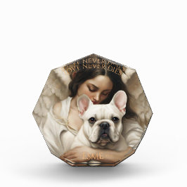 Witte Franse Bulldog Liefde nooit sterft Memorial Fotoblokken