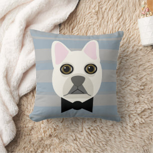 Witte Franse Bulldog, Stripes Kussen