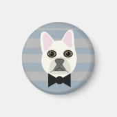 Witte Franse Bulldog, Stripes Magneet (Voorkant)