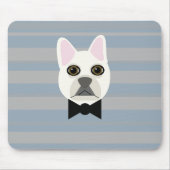 Witte Franse Bulldog, Stripes Muismat (Voorkant)