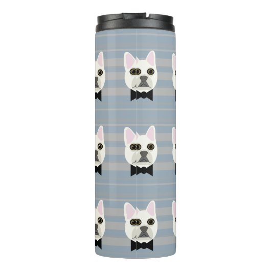 Witte Franse Bulldog, Stripes Thermosbeker (Achterkant)