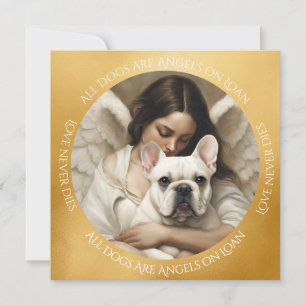 Witte frenchy aangepaste engel sympathie bedankkaart