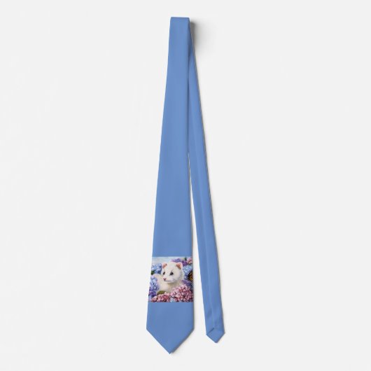 Witte fret & Flowers Stropdas (Voorkant)
