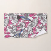 Witte fuchsie en kolibrie bad handdoek (Handdoek)