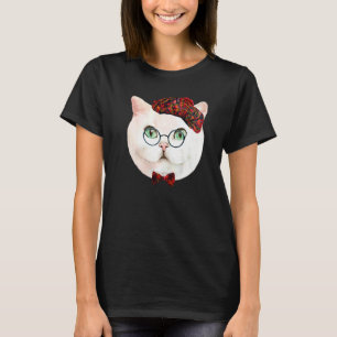 Witte Funky Kitty Gezicht T-shirt