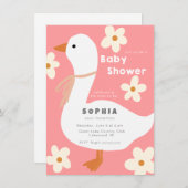 Witte Gans en Daisies Baby shower Kaart (Voorkant / Achterkant)