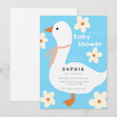 Witte Gans en Daisies Baby shower Kaart (Voorkant / Achterkant)