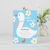 Witte Gans en Daisies Baby shower Kaart (Staand voorkant)