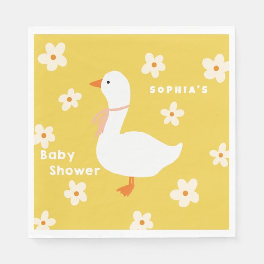 Witte Gans en Daisies Baby shower Servet (Voorkant)
