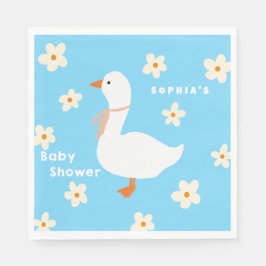 Witte Gans en Daisies Baby shower Servet