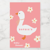 Witte Gans en Daisies Baby shower Voedselcontainer Etiket (Enkel label)
