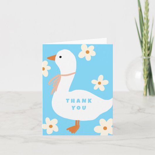 Witte Gans en Daisies Dank U Blauw (Voorkant)