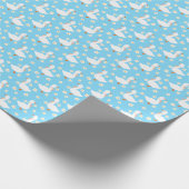 Witte Gans en Daisies Dank U Blauw Cadeaupapier (Hoek)