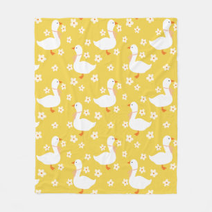 Witte Gans en Daisies Dank U Geel Fleece Deken