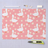 Witte Gans en Daisies Dank u Roze Tissuepapier (Craft)