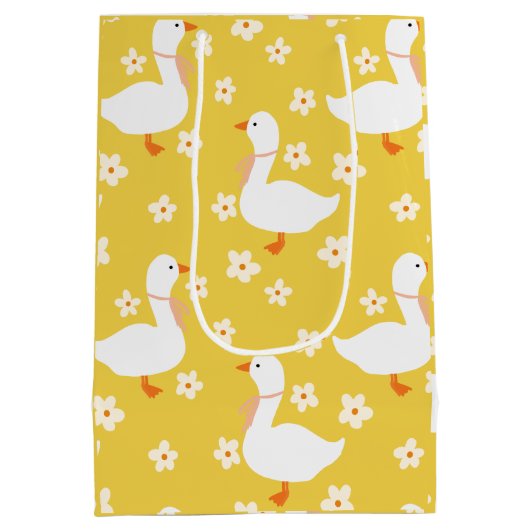 Witte Gans en Daisies Medium Cadeauzakje (Achterkant)