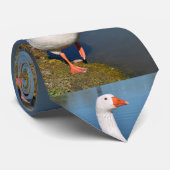 Witte gans op de stropdas van gras (Opgerold)