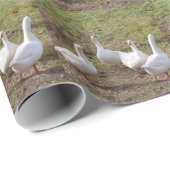 Witte ganzen cadeaupapier (Rol Hoek)