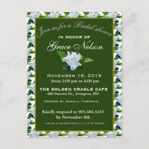 Witte Gardenia Groene Bladeren Bruidsdouche Briefkaart