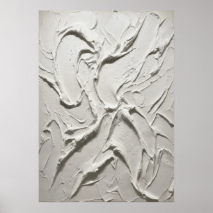 Witte gebeeldhouwde gipsstructuur Abstract Minimaa Poster