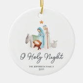 Witte Geboorte Religieuze Kerstmis Keramisch Ornament (Voorkant)