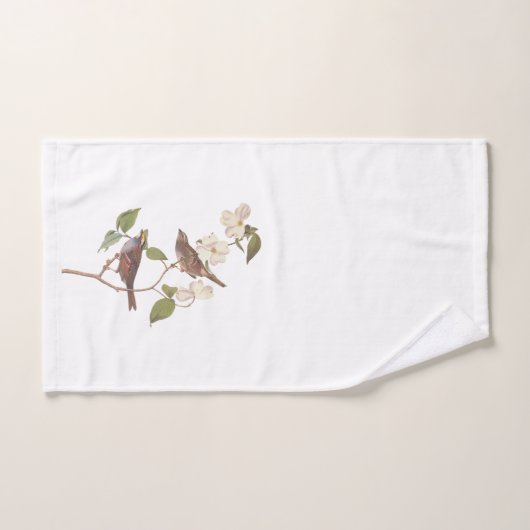 Witte geduroteerde mousserende audubon-vogels met handdoek (Handdoek)