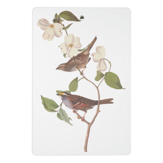 Witte geduroteerde mousserende audubon-vogels met  mini klembord (Achterkant)