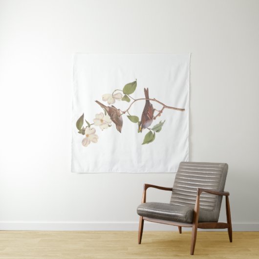 Witte geduroteerde mousserende audubon-vogels met  wandkleed (In situ)