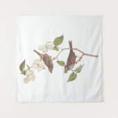 Witte geduroteerde mousserende audubon-vogels met  wandkleed (Voorkant)