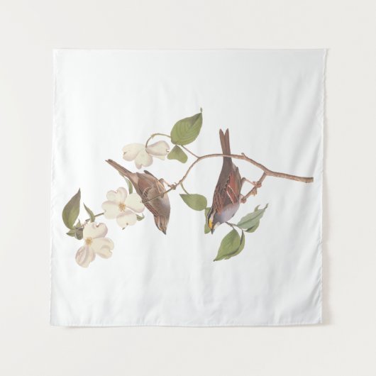 Witte geduroteerde mousserende audubon-vogels met  wandkleed (Voorkant)