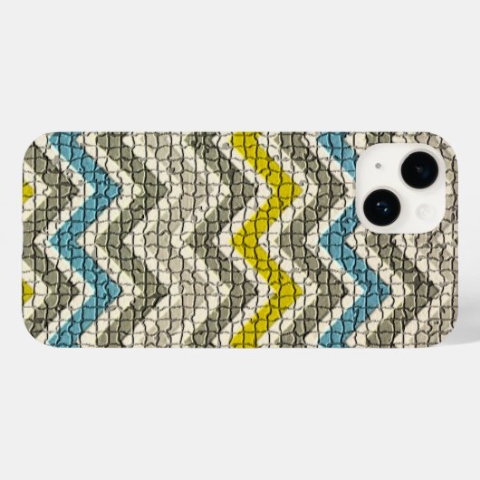 WITTE GEEL GRIJS BLAUWE MOSAISCHE CHEVRONNEN Case-Mate iPhone CASE (Achterkant (horizontaal))