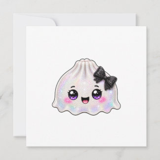 Witte Geest Dumpling Zachte Halloween Zwarte Kaart