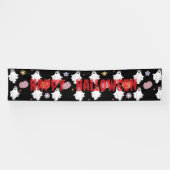 Witte Geest & Pompoen Vlag – Halloween Decoratie Spandoek (Horizontaal)