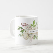 Witte gekleurde Floral Monogram Koffiemok (Voorkant links)