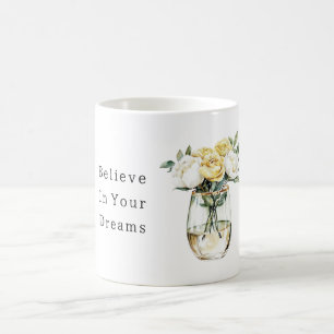 Witte Gele Bloemen Geloof in Dromen Koffiemok