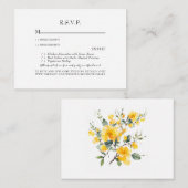 Witte & Gele Bloemen Huwelijk RSVP Behuizing Informatiekaartje (Voorkant / Achterkant)
