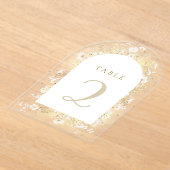 Witte gele bloemen Tafelnummers Acryl Uitnodigingen (Laagn)