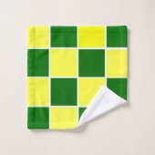 Witte, gele en groene vierkantjes bad handdoek (Wasdoekje)