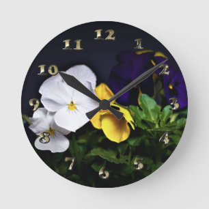 Witte gele en Paarse pansies Ronde Klok