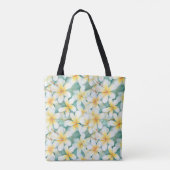 Witte & Gele Frangipani All-Over-Print Canvas tas (Achterkant)