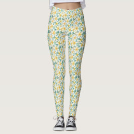 Witte & Gele Frangipani All-Over-Print Leggings
