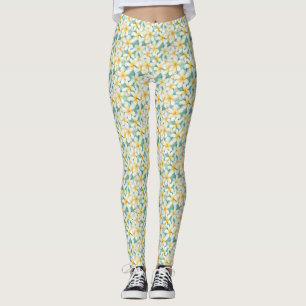 Witte & Gele Frangipani All-Over-Print Leggings
