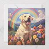Witte Gele Lab Regenboog Memorial Brug Hond Naam Kaart (Voorkant)