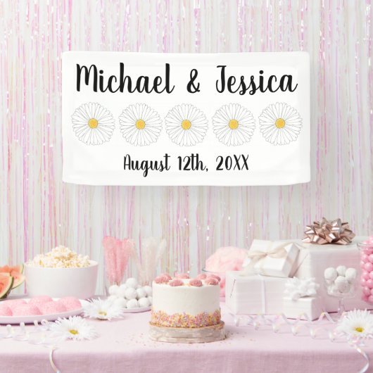 Witte Gele Madeliefjes Bloem Bloementuin Feest Spandoek (Feest)