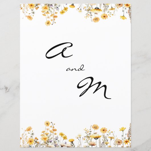 Witte Gele Meadow Wildbloemen Bruiloft Checklist (Achterkant)