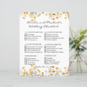 Witte Gele Meadow Wildbloemen Bruiloft Checklist (Staand voorkant)