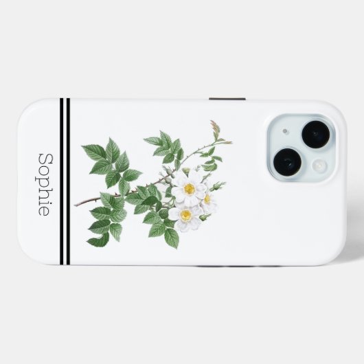 Witte & Gele Rose Waterverf Custom Case-Mate iPhone Case (Achterkant (horizontaal))